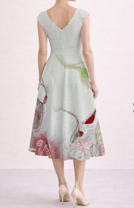 Crimson Bloom Audrey Fit & Flare Midi Dress