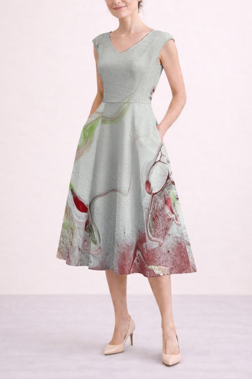 Crimson Bloom Audrey Fit & Flare Midi Dress